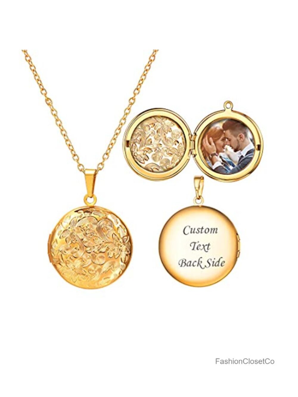Custom Photo Locket Necklace for Women Hypoallergenic Copper 18 Inch Chain